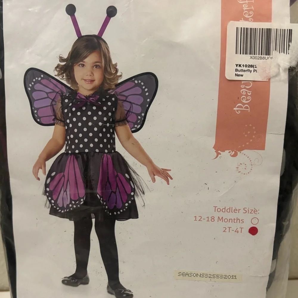 Beautees Purple Butterfly Costume with Polka Dots